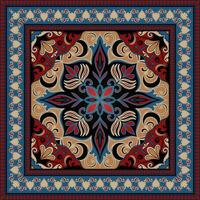 Coaster carpet pattern Dark abstract flowers for printed patterns. vector