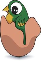 A cartoon bird sitting in an egg vector
