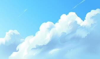 Blue realistic style sky background illustration of clouds and sky vector