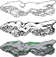 a set of three different rocks with different colors vector