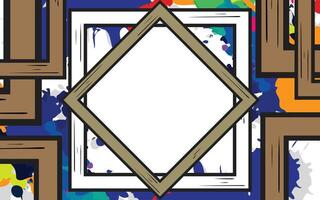 Colorful abstract background design with wooden frame object in the middle vector