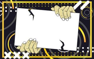 Memphis background with a blank paper object in the center vector