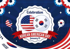 Korean American Day Design with USA and South Korean Flags to Mark January 13 Unity vector