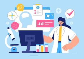 Molecular Science Illustration Featuring DNA Biomarkers and Nanotechnology Applications vector