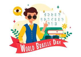 Design for World Braille Day with Braille Alphabet on January 4th in a Flat Style vector