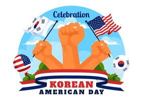 Art for Korean American Day with Flags of South Korea and the USA on January 13 vector