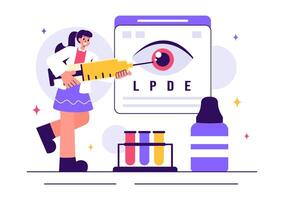 Optical Technology Illustration with Vision Testing Charts and Glasses in a Flat Style Cartoon Background vector