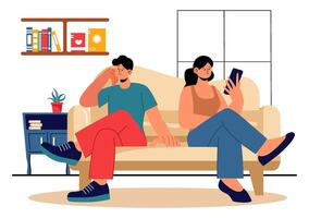 Relationship Problems Illustration Featuring a Couple Arguing and Facing Conflict in a Flat Style Design vector