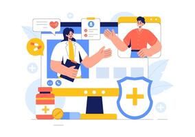 Digital Health Monitoring Illustration with Technology Tracking Medical Data in a Flat Background vector