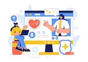 Medical Technology for Remote Health Monitoring Illustration in Flat Style vector