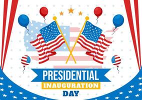 Patriotic Inauguration Day Design Featuring National Flag and Capitol in Washington vector