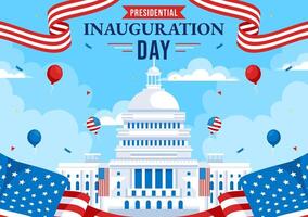Presidential Inauguration Design with Washington D.C. Scenery and Stars vector