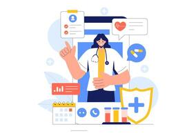 Digital Wearables for Remote Health Monitoring Illustration in a Cartoon Background vector