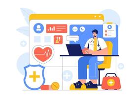 Technology for Remote Health Data Collection Illustration in a Modern Flat Style vector