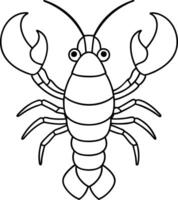 Lobster fish outline design. Continuous line drawing of lobster crayfish. One line of lobster crayfish. Marine animal concept continuous line art. vector