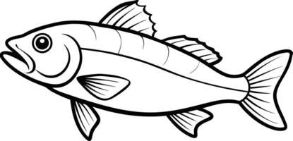 Detailed Atlantic Cod Fish illustration. Perfect for culinary, marine, and environmental designs. Atlantic cod fish outline illustration. Monochrome of cod fish line art design. vector