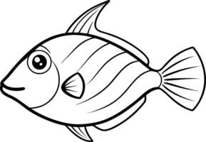 Threadfin Butterfly Fish Outline Art Illustration. Triggerfish line art and Triggerfish silhouette illustration design. vector
