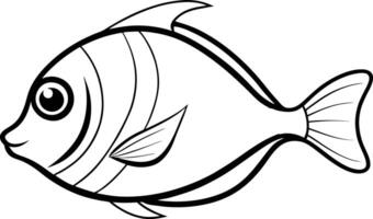 Threadfin Butterfly Fish Outline Art Illustration. Triggerfish line art and Triggerfish silhouette illustration design. vector
