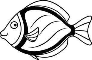 Threadfin Butterfly Fish Outline Art Illustration. Triggerfish line art and Triggerfish silhouette illustration design. vector