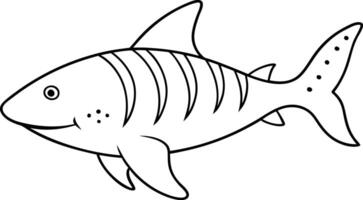 Zebra Shark outline art and line art illustration design. Leopard Shark Isolated Coloring Page for Kids. vector