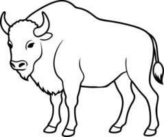 Bison outline. Line art illustration design. Bison design by artwork. Bison linear icon. Animal drawing, beast, icon and logo, image on a white background. vector