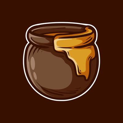 jar full of honey isolated colored drawing line art style sketch classic vintage design illustration
