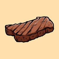 sliced beef steak isolated colored drawing line art style sketch classic vintage design illustration vector
