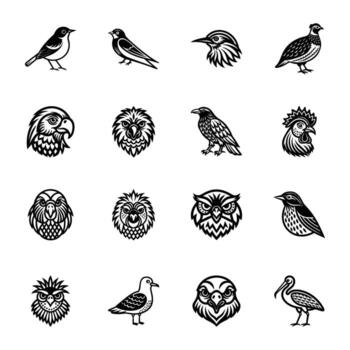 un lleno estilo icono de Robin pájaro cabeza vector