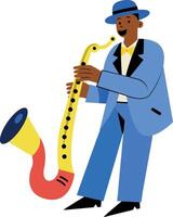 A flat style illustration of saxophone player vector