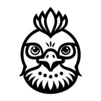 A black and white logo of a bird with a mohawk vector