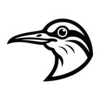 A black and white bird head with a long beak vector