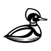 A black and white drawing of a duck vector