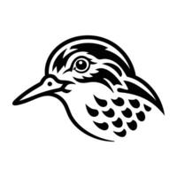 A black and white bird head with a long beak vector