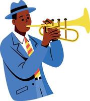 Flat character illustration of a trumpeter vector