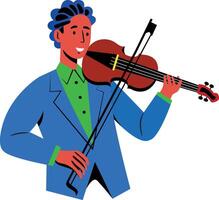 Violinist character illustration in flat style vector