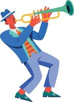 Flat character illustration of a trumpet player vector