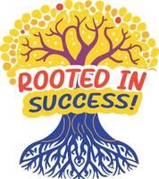 Success tree with admiring quote, flat style sticker vector