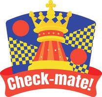 A flat sticker of chess tactic with checkmate strategy typography vector