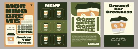 Collection of Simple Background Templates Featuring Coffee Beans and Mugs for Invitations, Cards, Banners, and More vector
