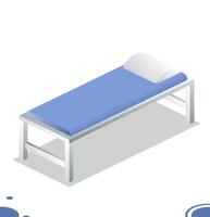 Patient examination table. Isometric object isolated on white background. vector