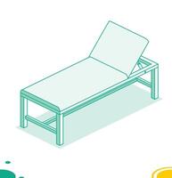 Patient examination table. Isometric outline object isolated on white background. vector