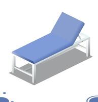 Patient examination table. Isometric object isolated on white background. vector