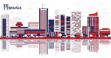 Abstract Phoenix city skyline with color buildings and reflections. Business travel and tourism concept with modern buildings. Cityscape with landmarks. vector