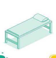 Patient examination table. Isometric outline object isolated on white background. vector