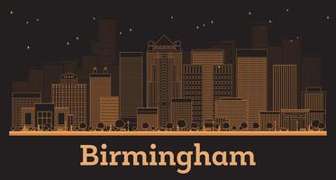 Outline Birmingham Alabama City Skyline with orange Buildings. Business Travel and Concept with Modern Architecture. Birmingham Cityscape with Landmarks vector