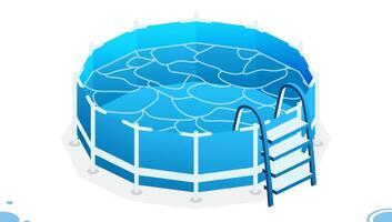 Isometric swimming pool. Empty home pool with ladder. Object isolated on white background. vector