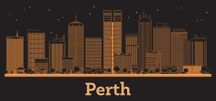 Outline Perth Australia City Skyline with orange Buildings. Business Travel and Concept with Modern Architecture. Perth Cityscape with Landmarks. vector