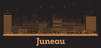 Outline Juneau Alaska City Skyline with orange Buildings. Business Travel and Concept with Modern Architecture. Juneau Cityscape with Landmarks vector