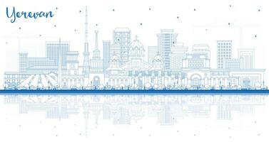 Seamless pattern with Outline Yerevan Armenia City Skyline with Blue Buildings. Yerevan Cityscape with Landmarks. Business Travel and Tourism Concept with Historic Architecture. vector