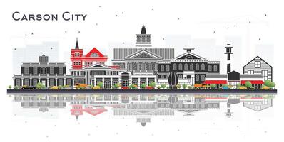 Carson City Nevada City Skyline with Color Buildings and reflections Isolated on White. Business Travel and Tourism Concept with Modern Architecture. Carson City Cityscape with Landmarks. vector